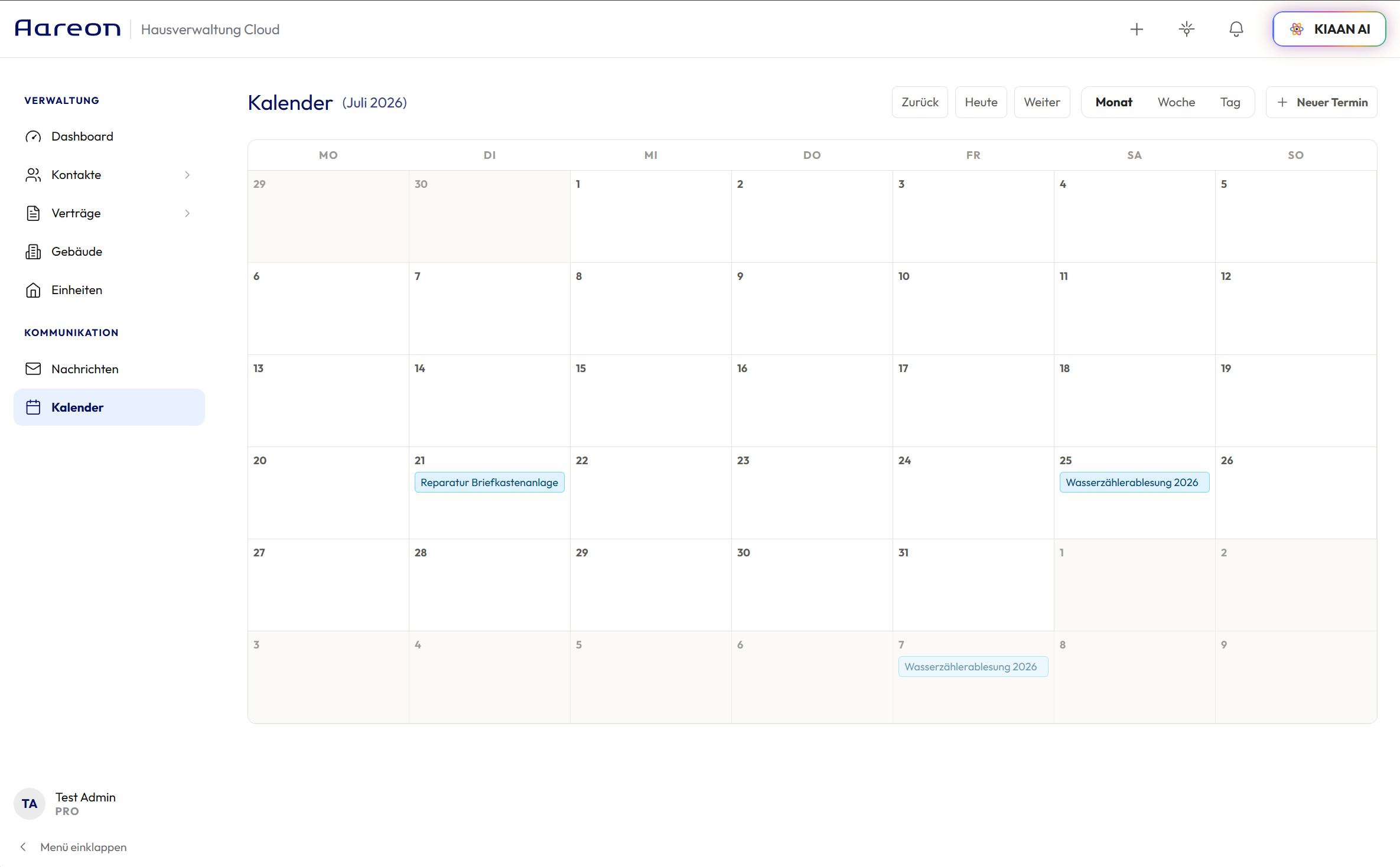 Kalender mit automatischen Terminen