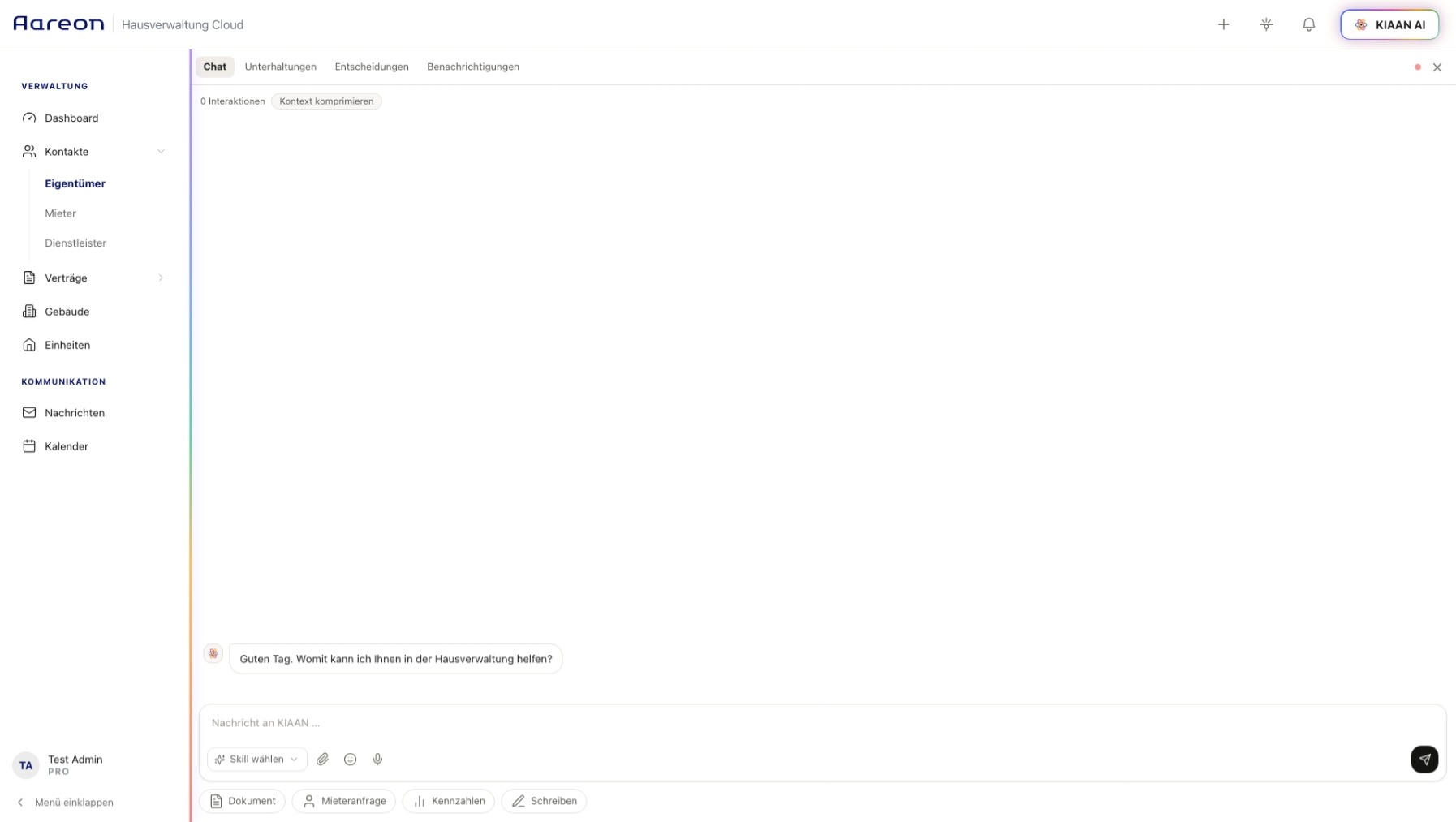 KIAAN AI Chat-Panel in der Cloud